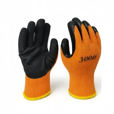 Guants de revestiment de làtex arrugat de Terry Liner de calibre 10